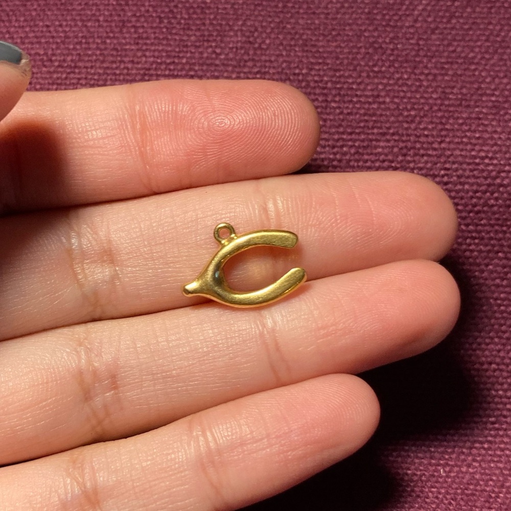 Solid gold vintage wishbone charm